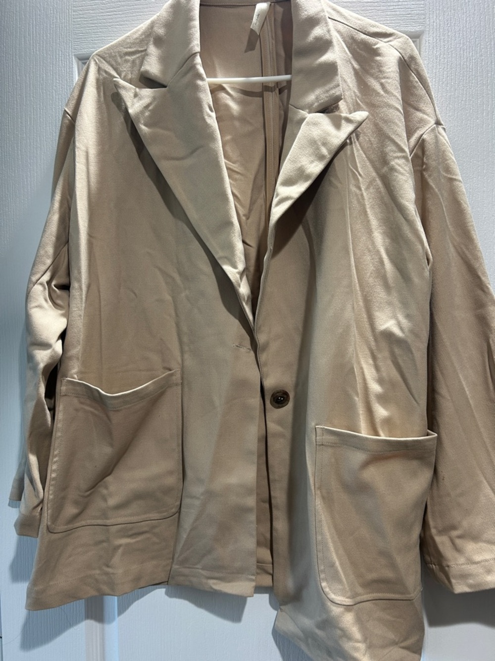 Beige Women's Blazer Jacket - Lightweight Single-Button Coat